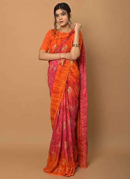 Orange Colour ASHIMA RIHANA FOIL Fancy Designer Ethnic Wear Sequance Embroidery Work Saree 3402